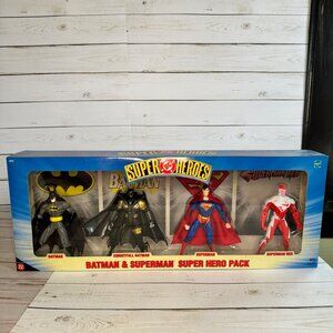 DC Super Heroes Batman & Superman Super Hero‎ 4 Pack 1999 Hasbro Sealed RARE